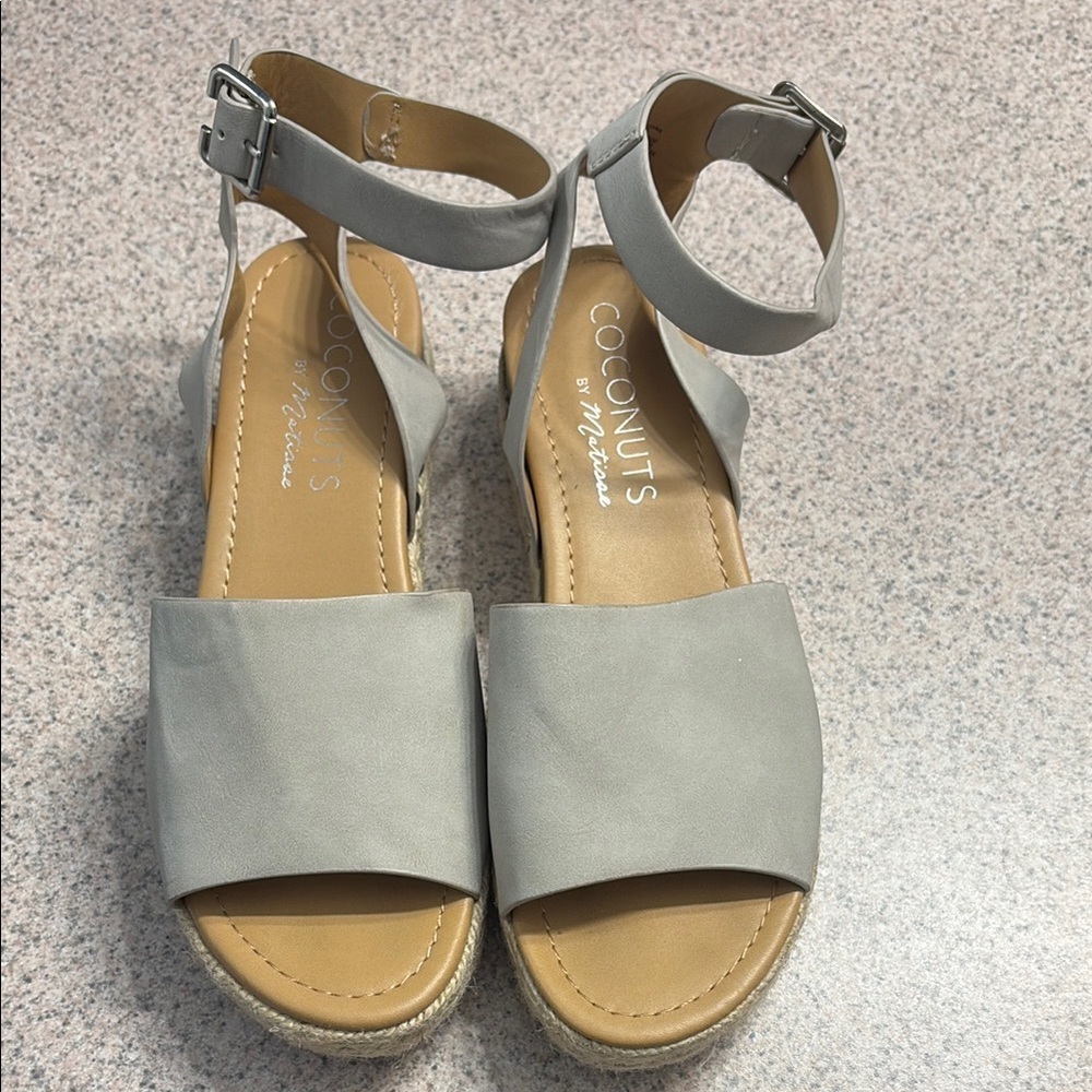 Coconuts by Matisse Gray Sandals with Adjustable Ankle Strap